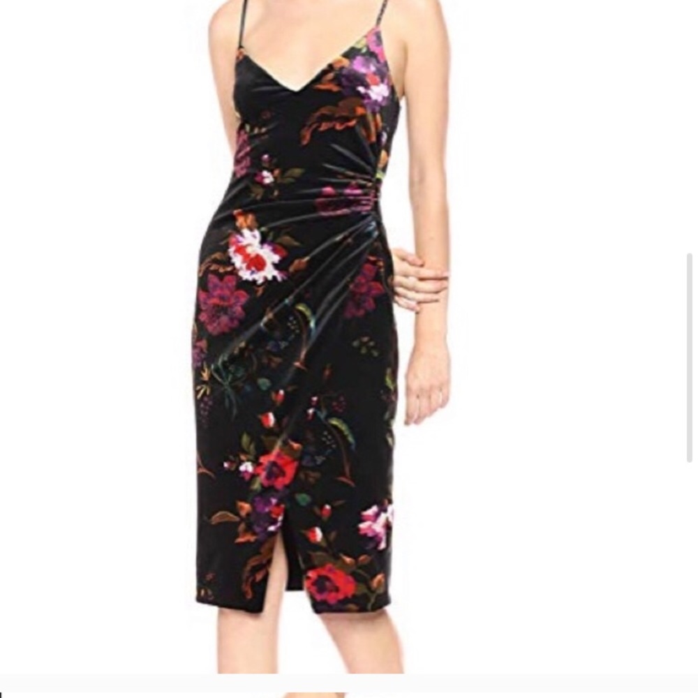 Black Halo velvet floral dress